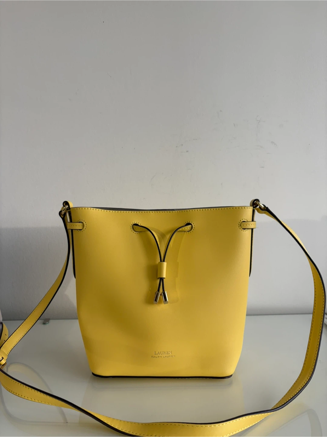 Lauren Ralph Lauren Yellow Leather Bucket Bag
