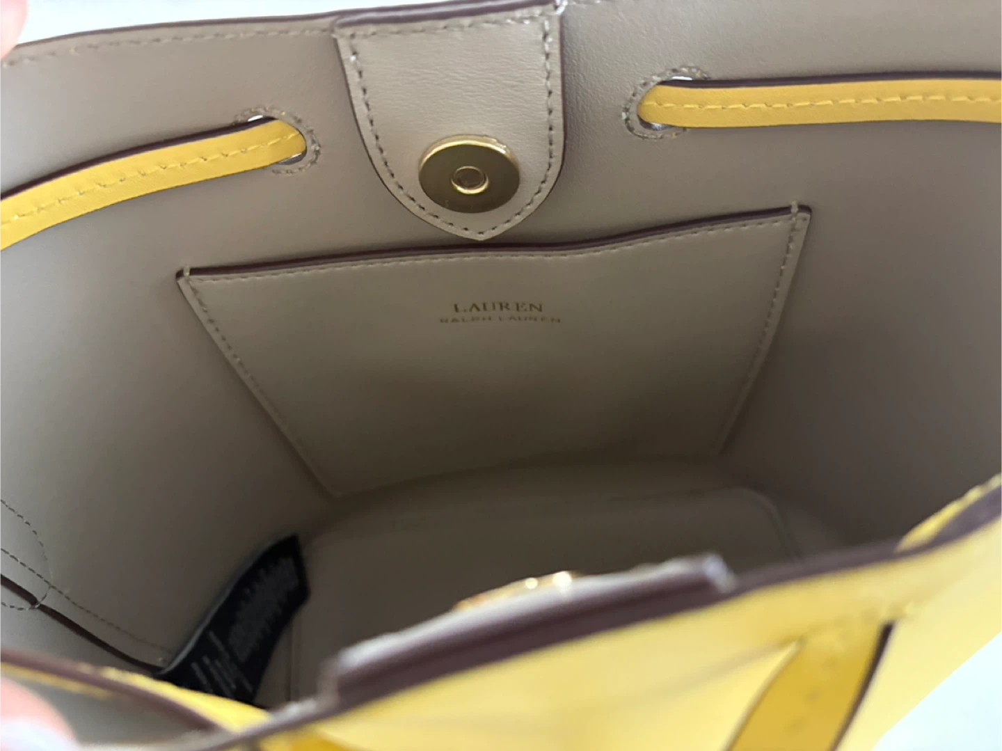 Lauren Ralph Lauren Yellow Leather Bucket Bag - photo 4