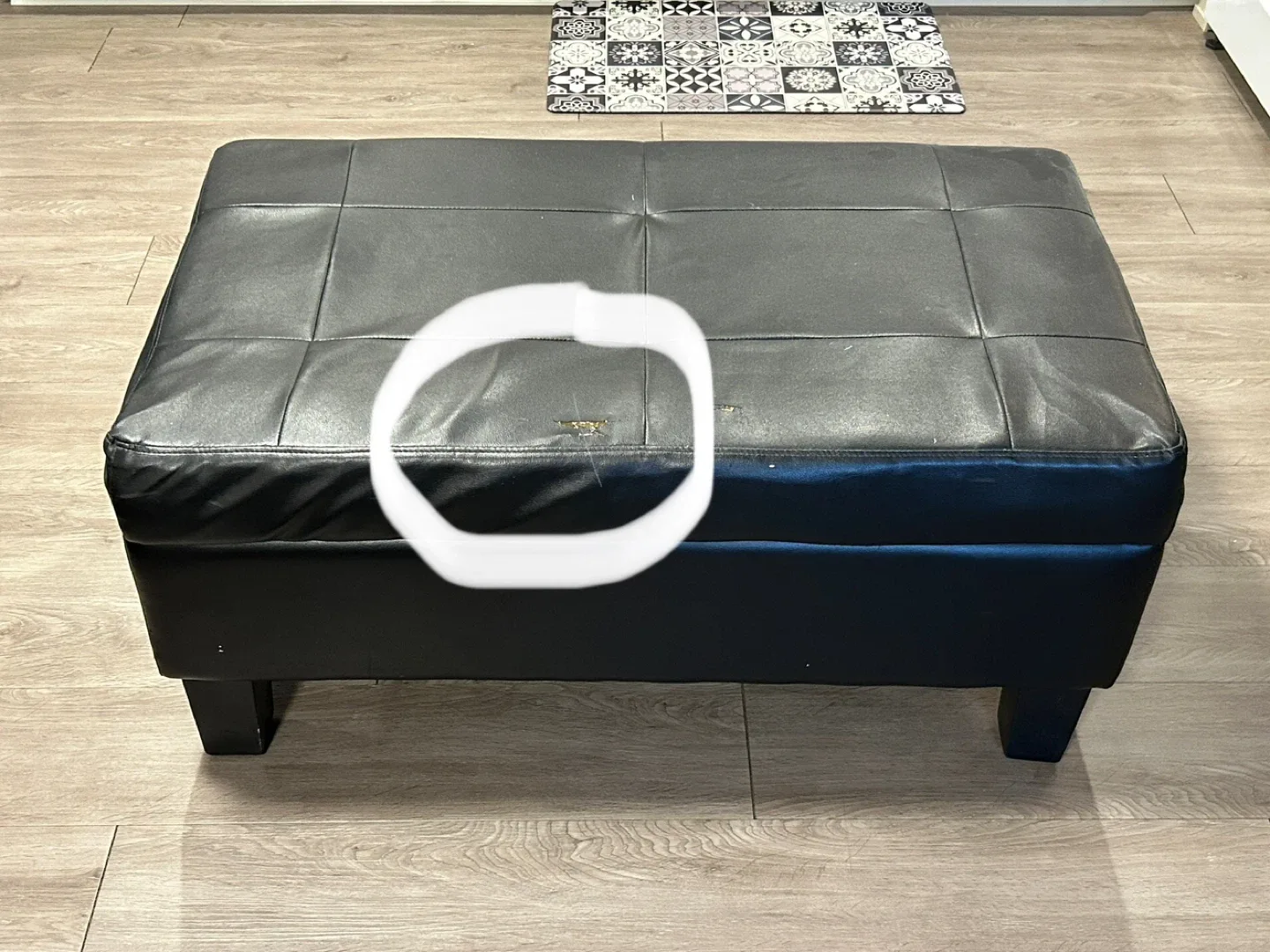 Black Leather Ottoman