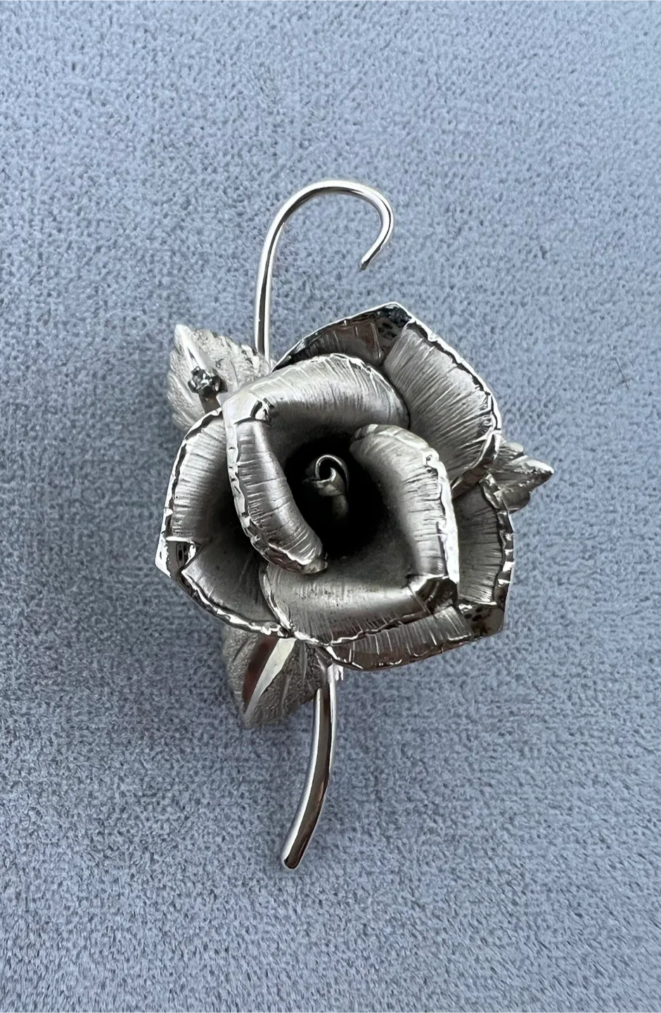 Vintage Sterling Rose Brooch