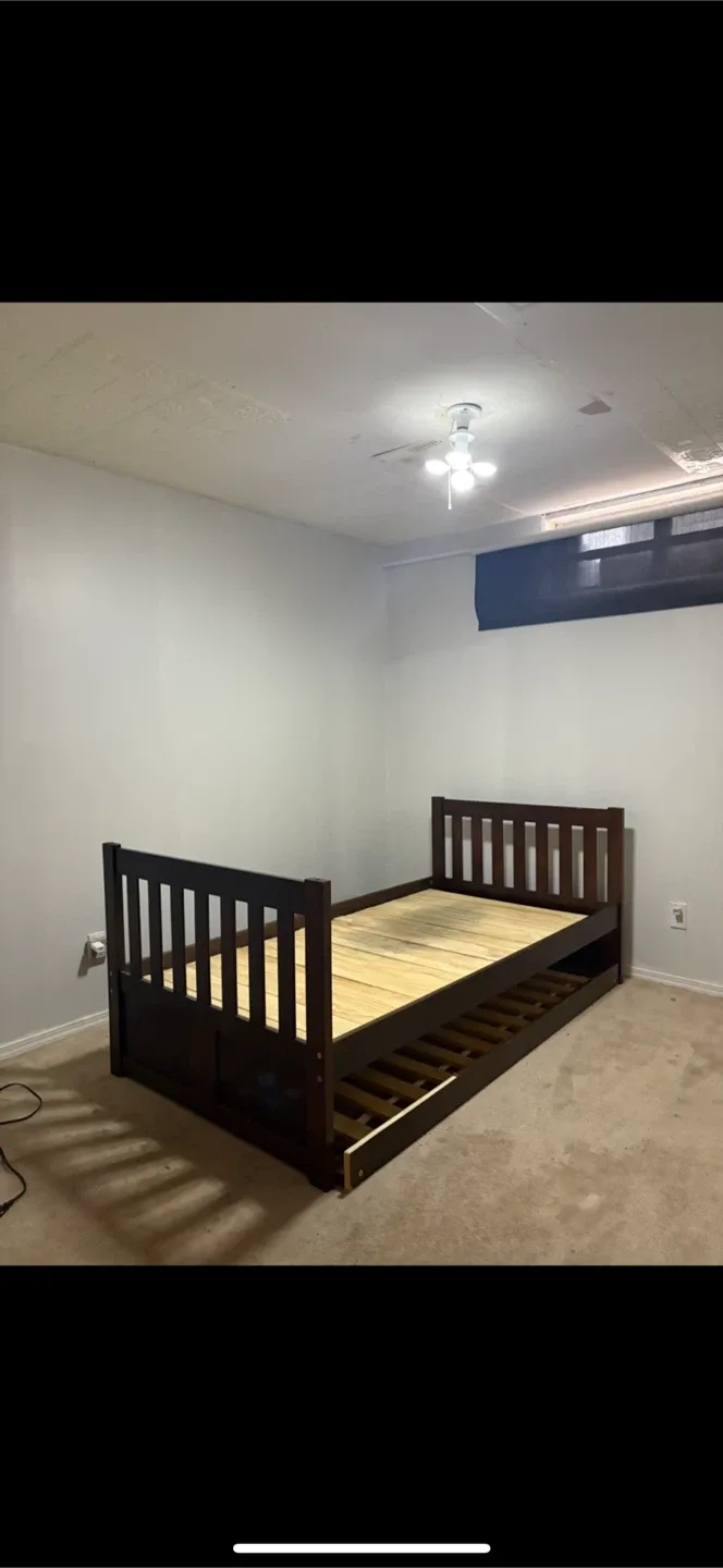 Dark Brown Wooden Single Bed Frame image indicator(3)