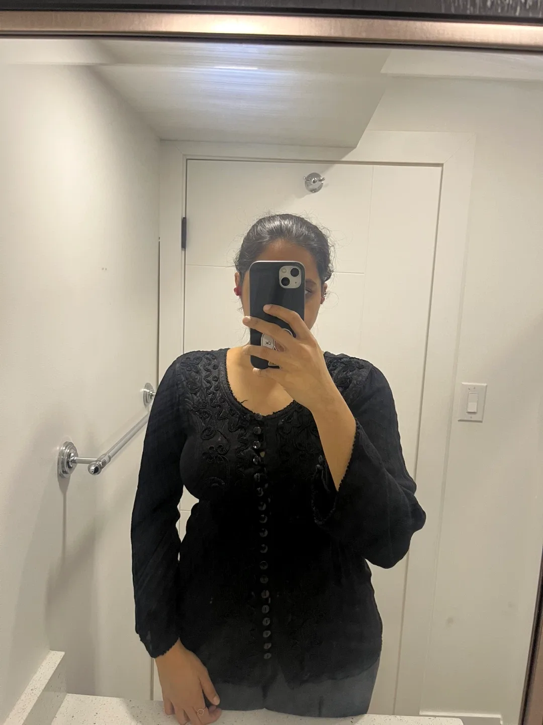 Black Top with Lace Design image indicator(2)