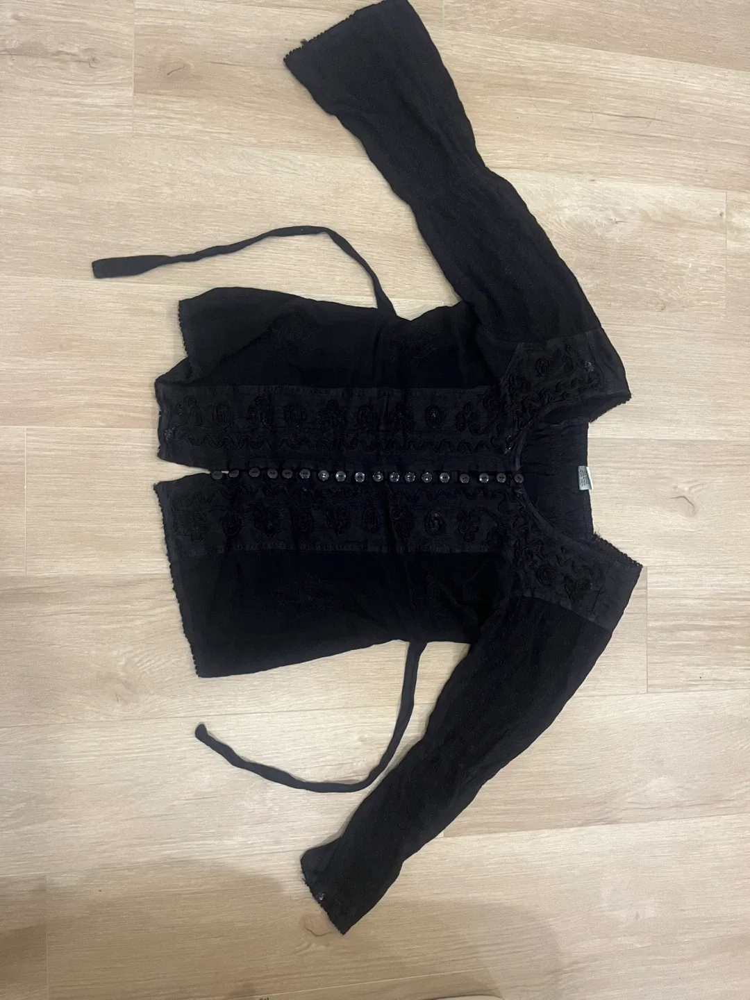 Black Top with Lace Design