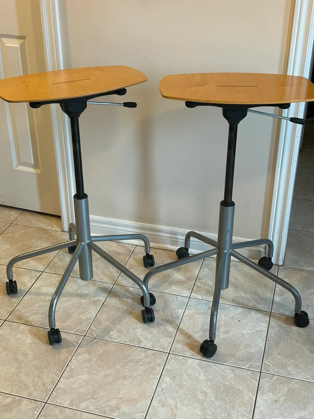 Adjustable Height Rolling Tables/ chairs $65 pair