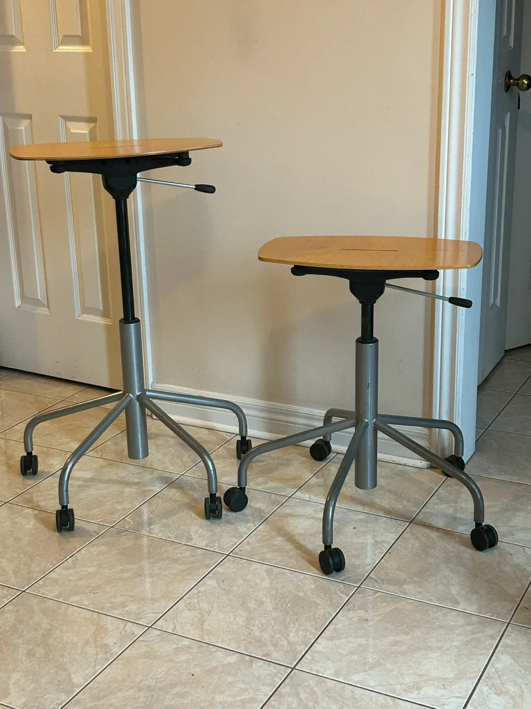 Adjustable Height Rolling Tables/ chairs $65 pair image indicator(3)