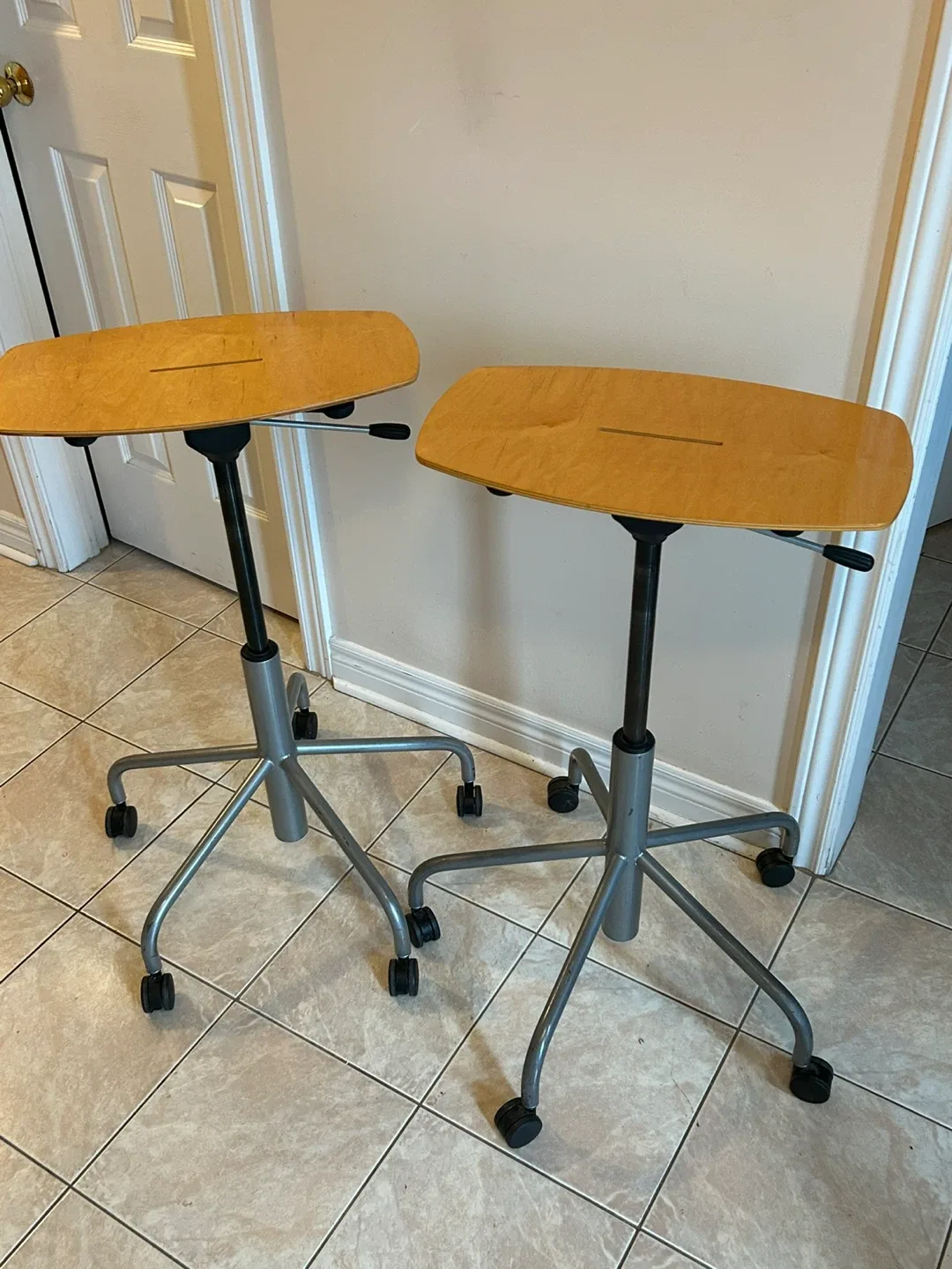 Adjustable Height Rolling Tables/ chairs $65 pair image indicator(2)