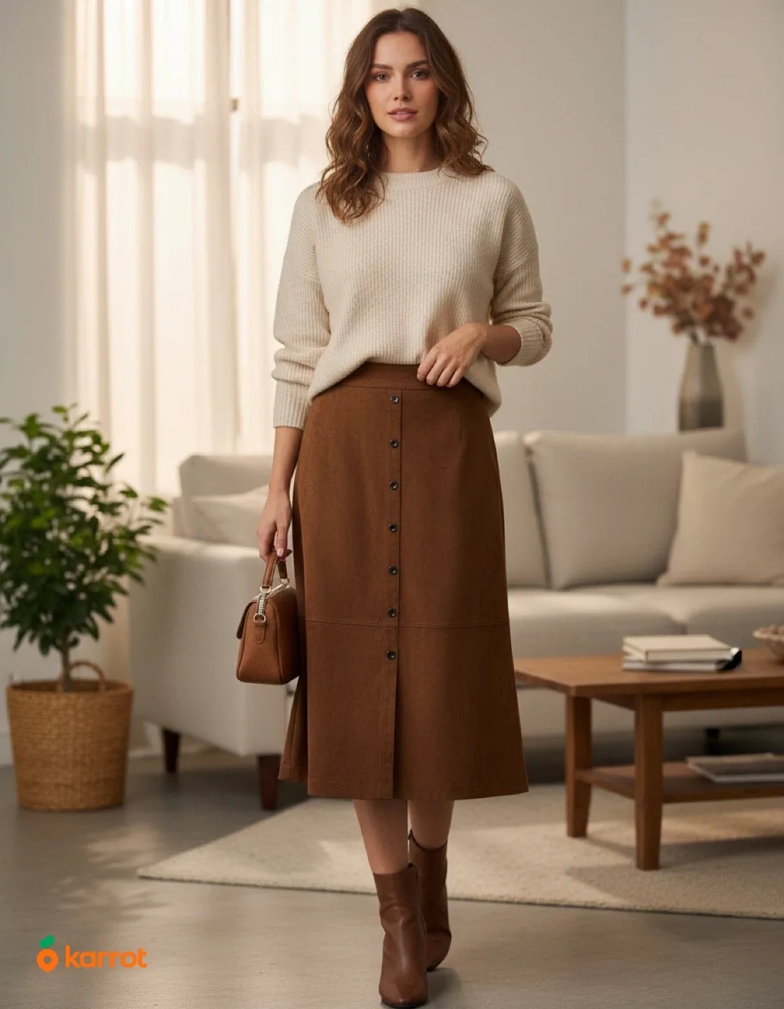 LAURA  FAUX SUEDE Midi A line akirt size 4 image indicator(10)