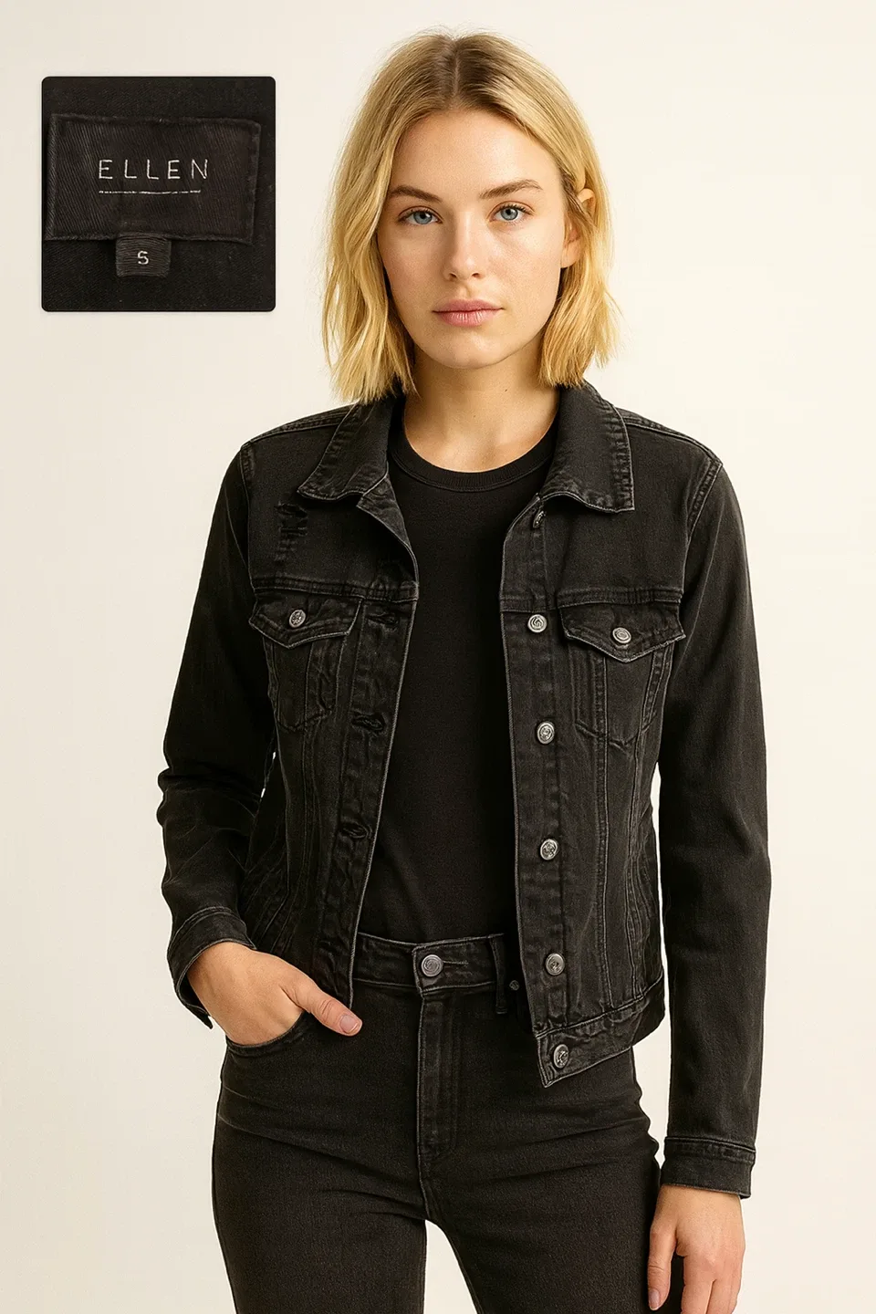 Ellen Tracy Black Denim Jacket - Size M but close to S