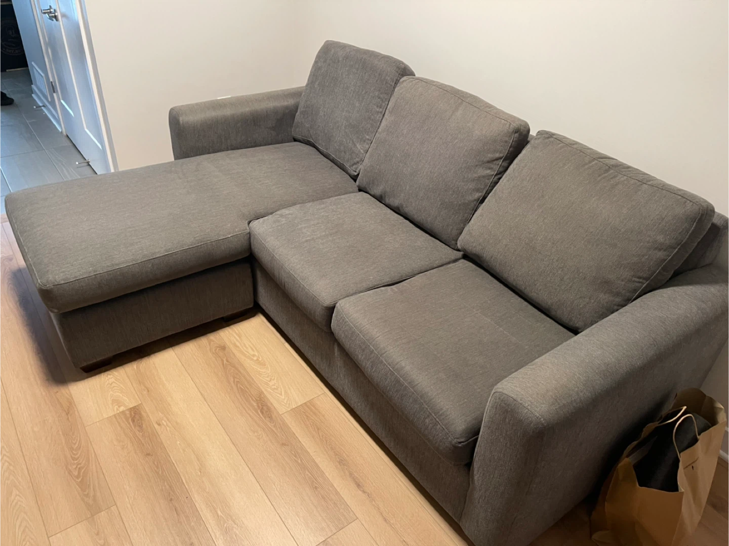 Grey Sectional Sofa with Chaise Lounge - photo 2