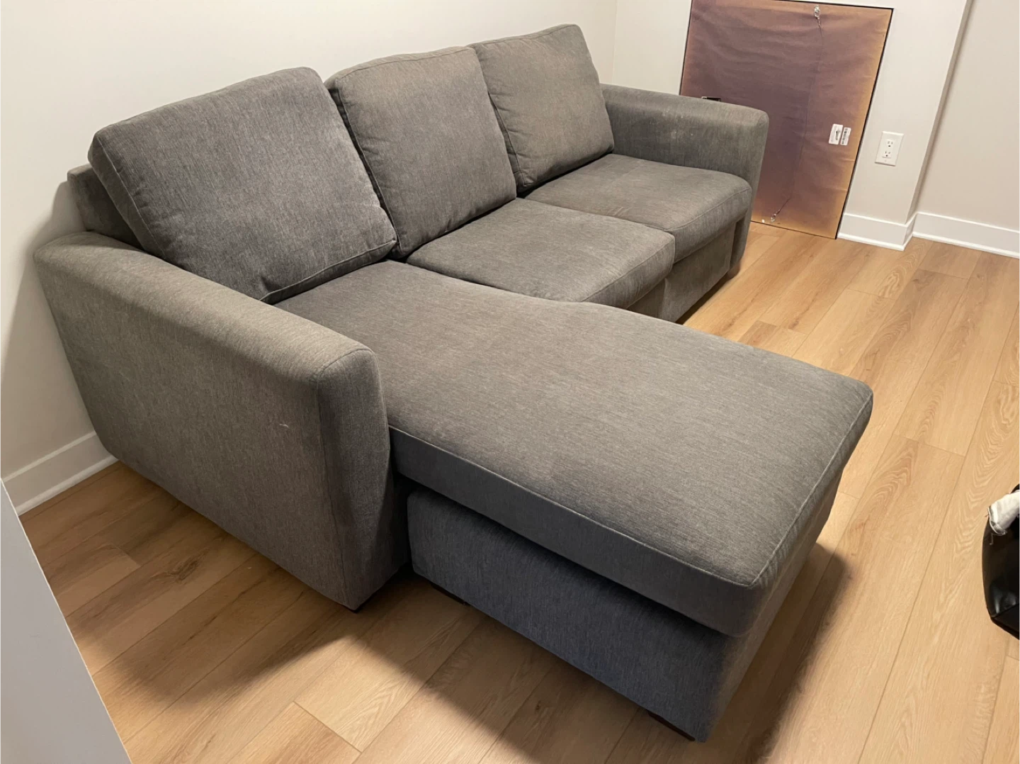 Grey Sectional Sofa with Chaise Lounge - photo 3