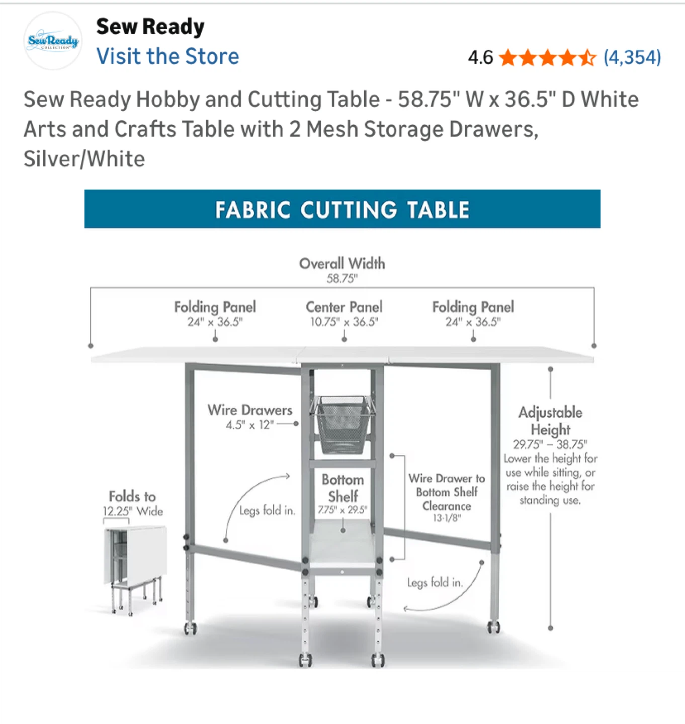 Sew Ready Cutting/Craft Table - photo 3