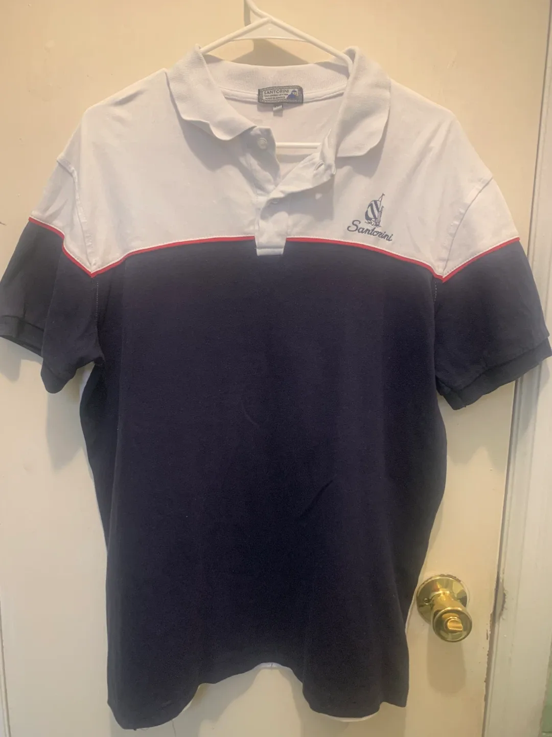 White & Navy Santorini Polo Shirt #cleanout