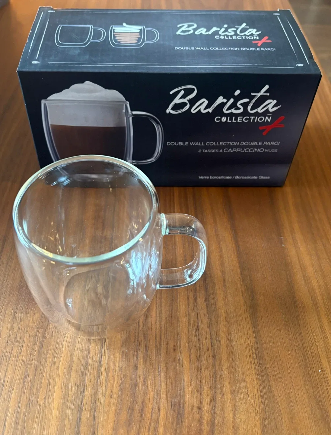 Safdie - 250ml Two Insulated Cappuccino Glass Coffee Mugs