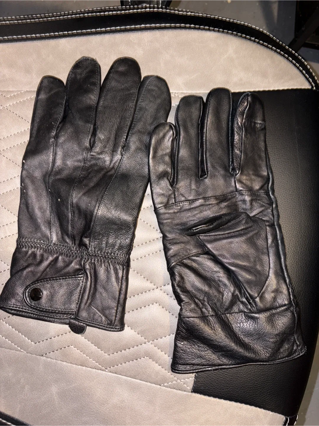 Black Leather Gloves - Size 2XL