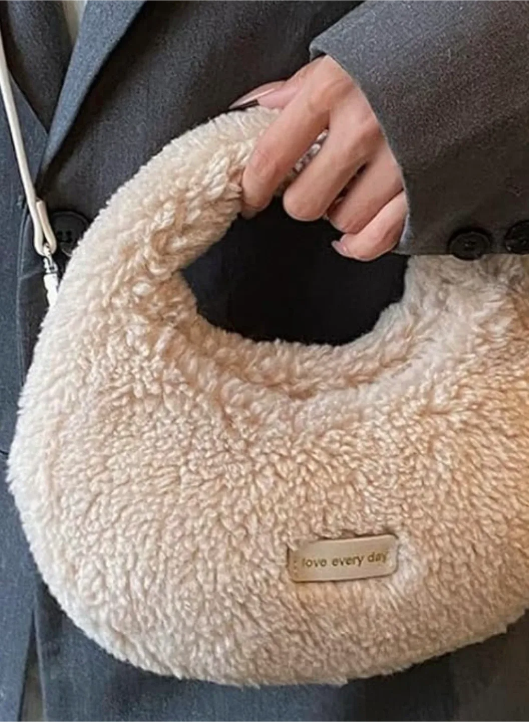 Love Every Day Fuzzy Shoulder Bag
