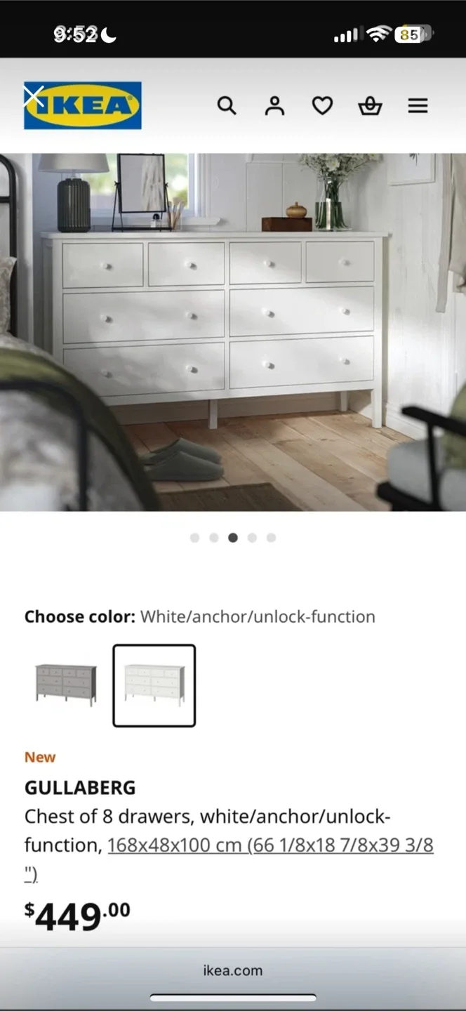 IKEA HEMNES 8-drawer dresser (white) image indicator(6)