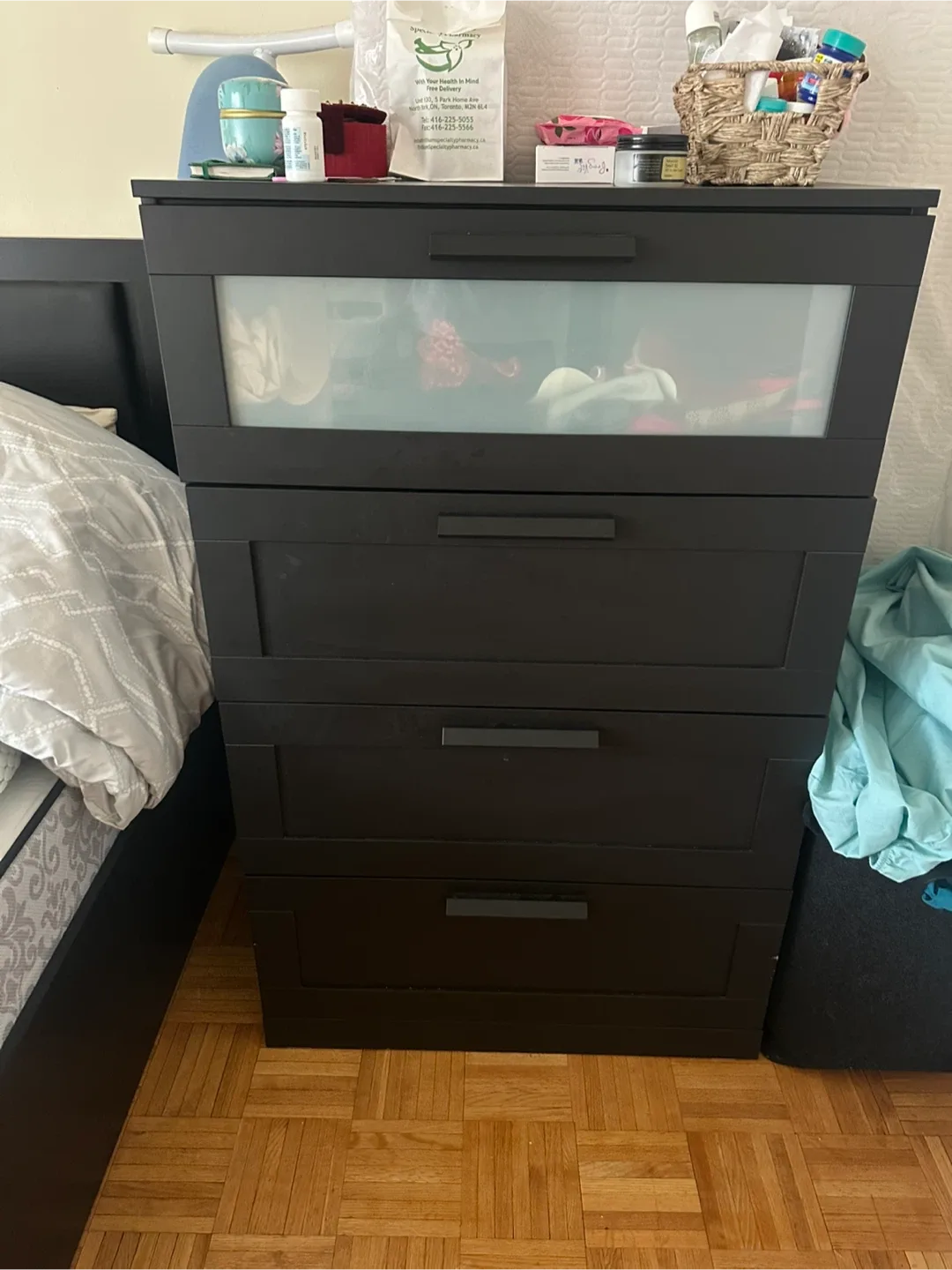 Ikea Black Dresser with 4 Drawers