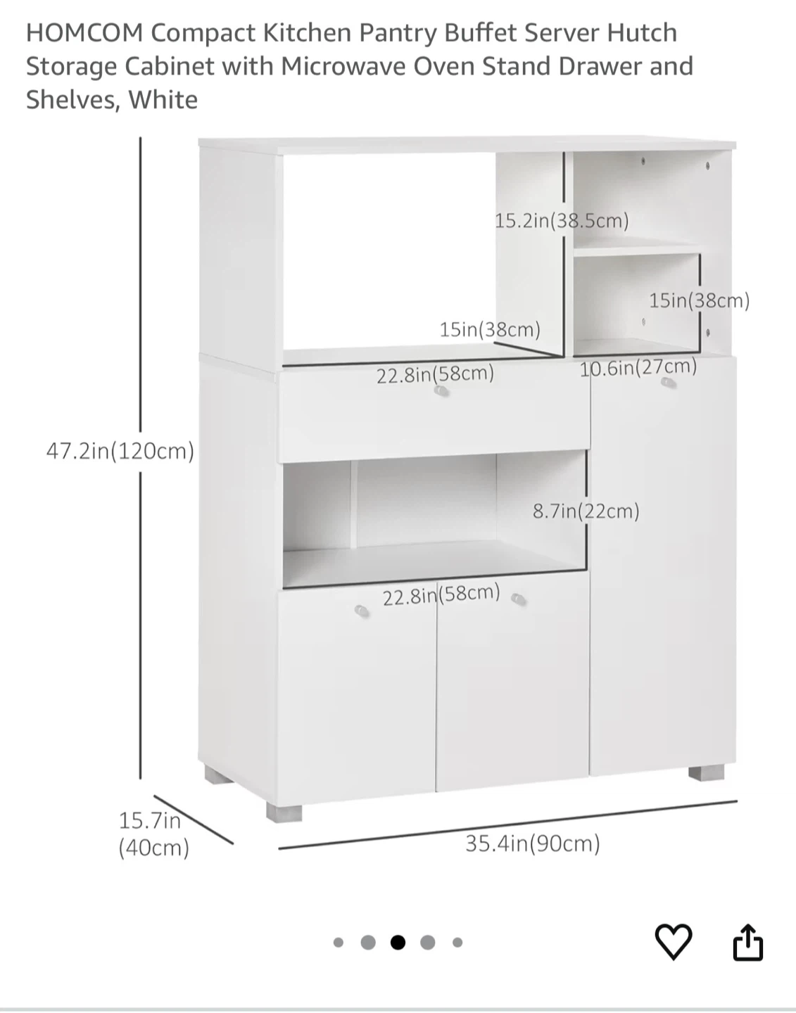HOMCOM Compact Kitchen Pantry - White - photo 3