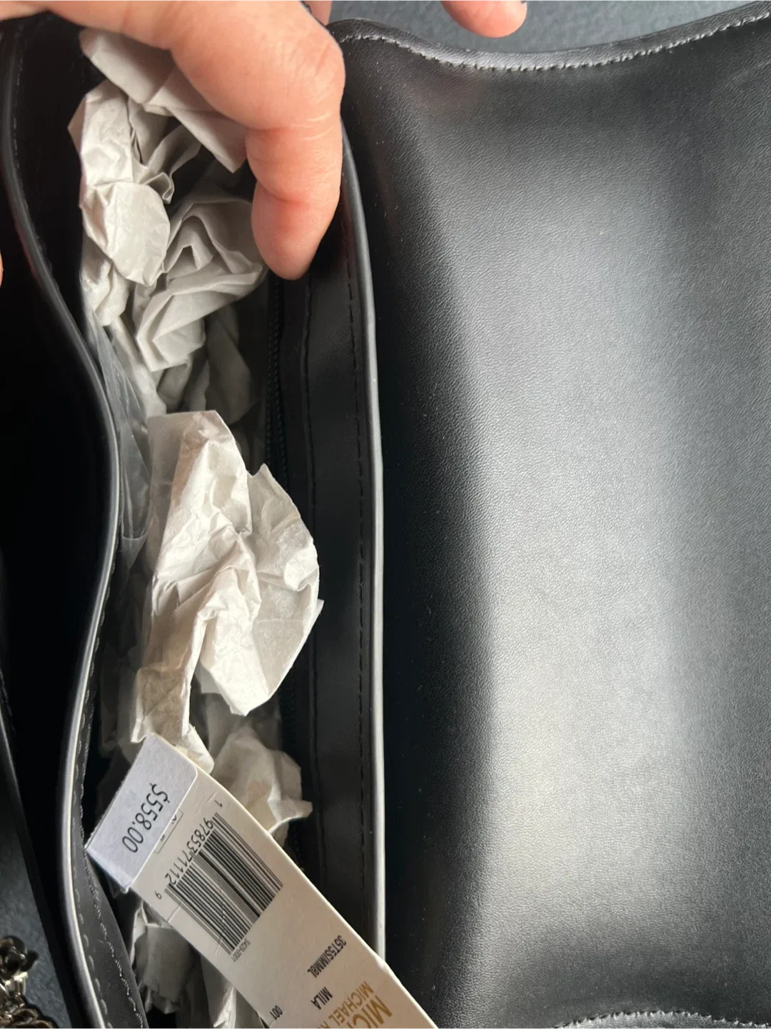 Michael Kors Mila Black Leather Crossbody Bag image indicator(5)