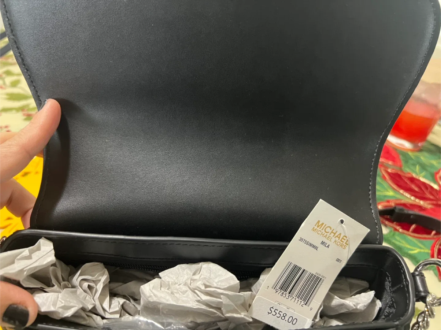 Michael Kors Mila Black Leather Crossbody Bag image indicator(4)