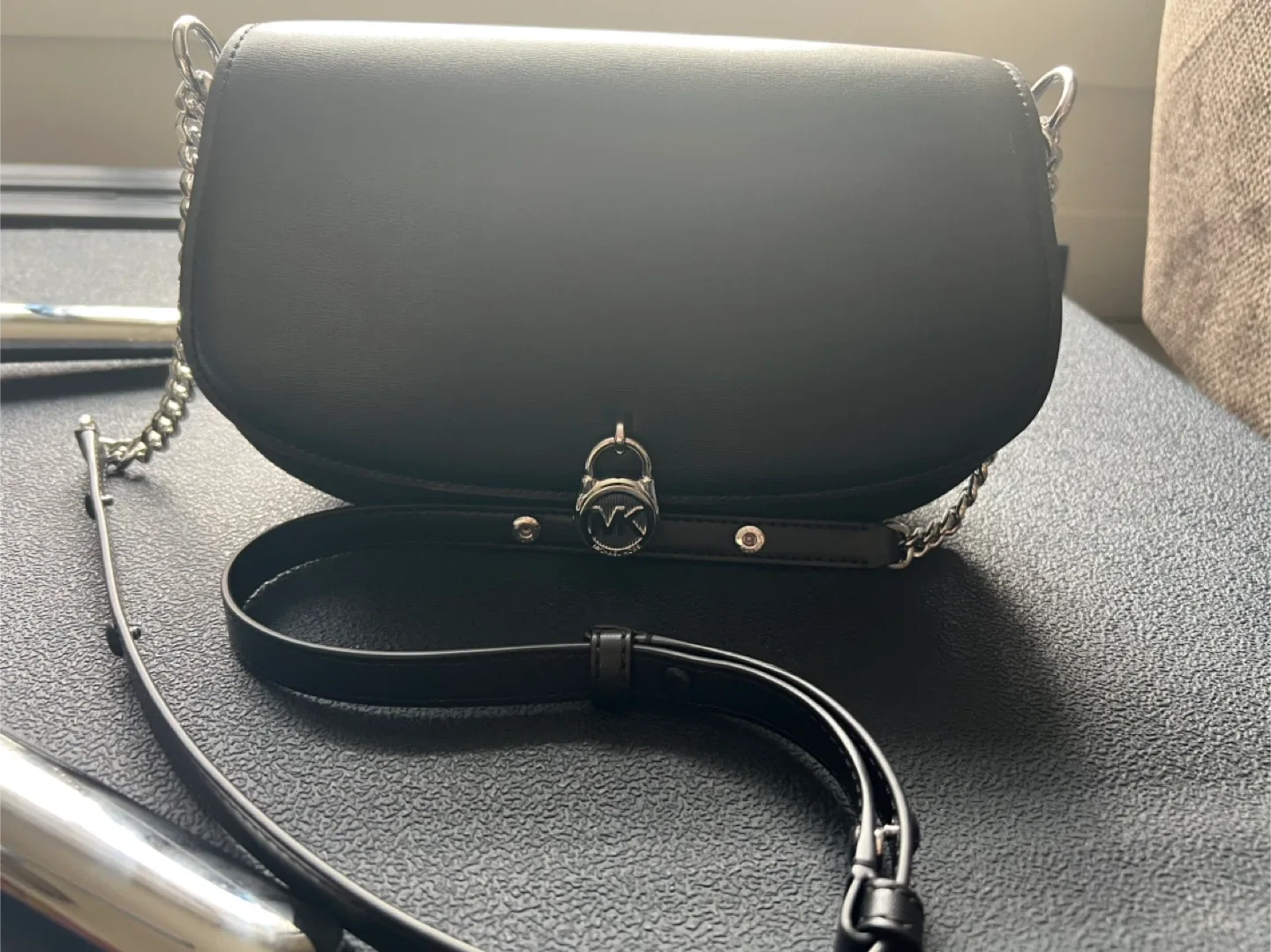 Michael Kors Mila Black Leather Crossbody Bag image indicator(7)