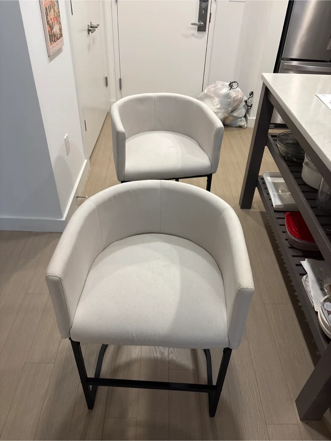 White Upholstered Accent Chairs - Set of 2