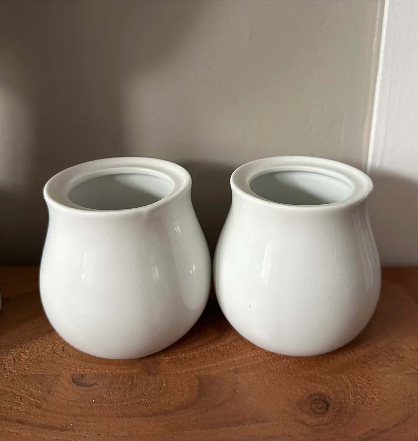 White Ceramic Sugar Bowls - Set of 2