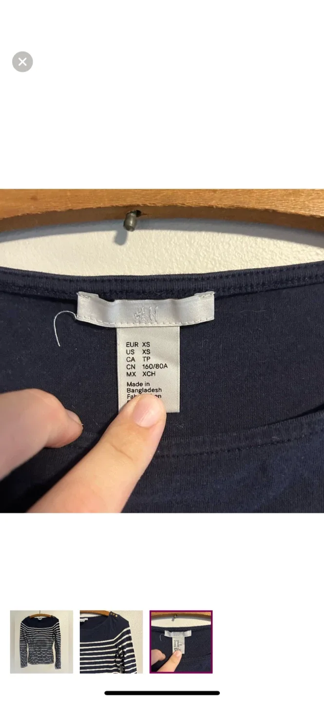 H&M Striped Long Sleeve Top - XS image indicator(3)