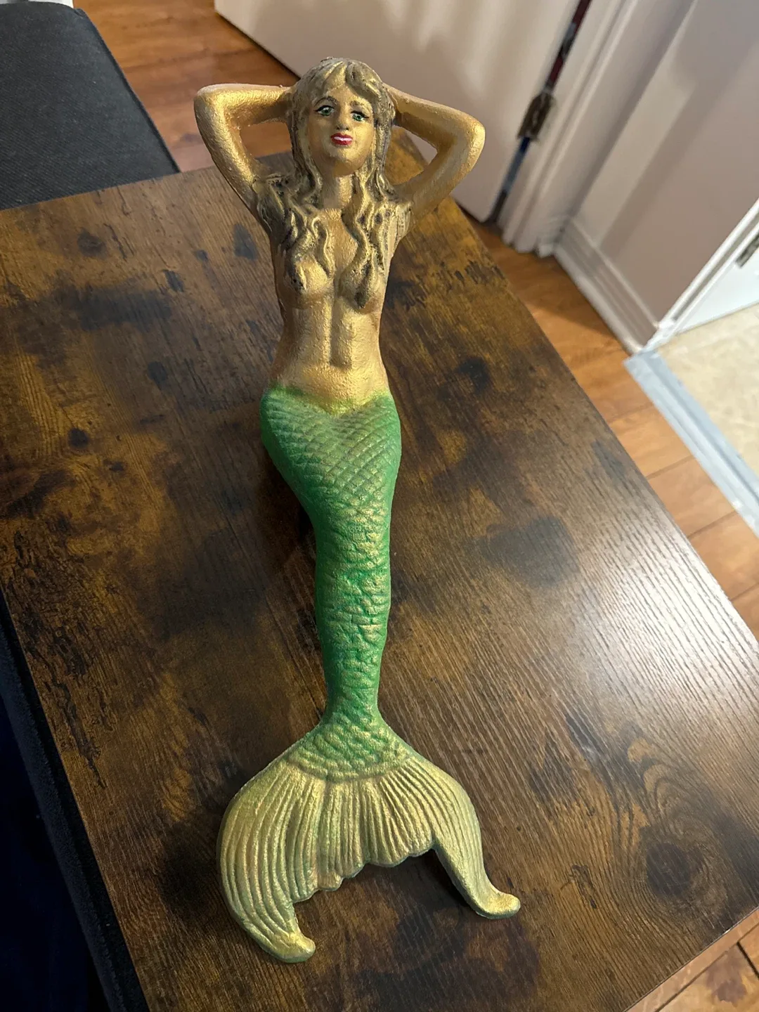 Mermaid Statue - Gold & Green doorstop