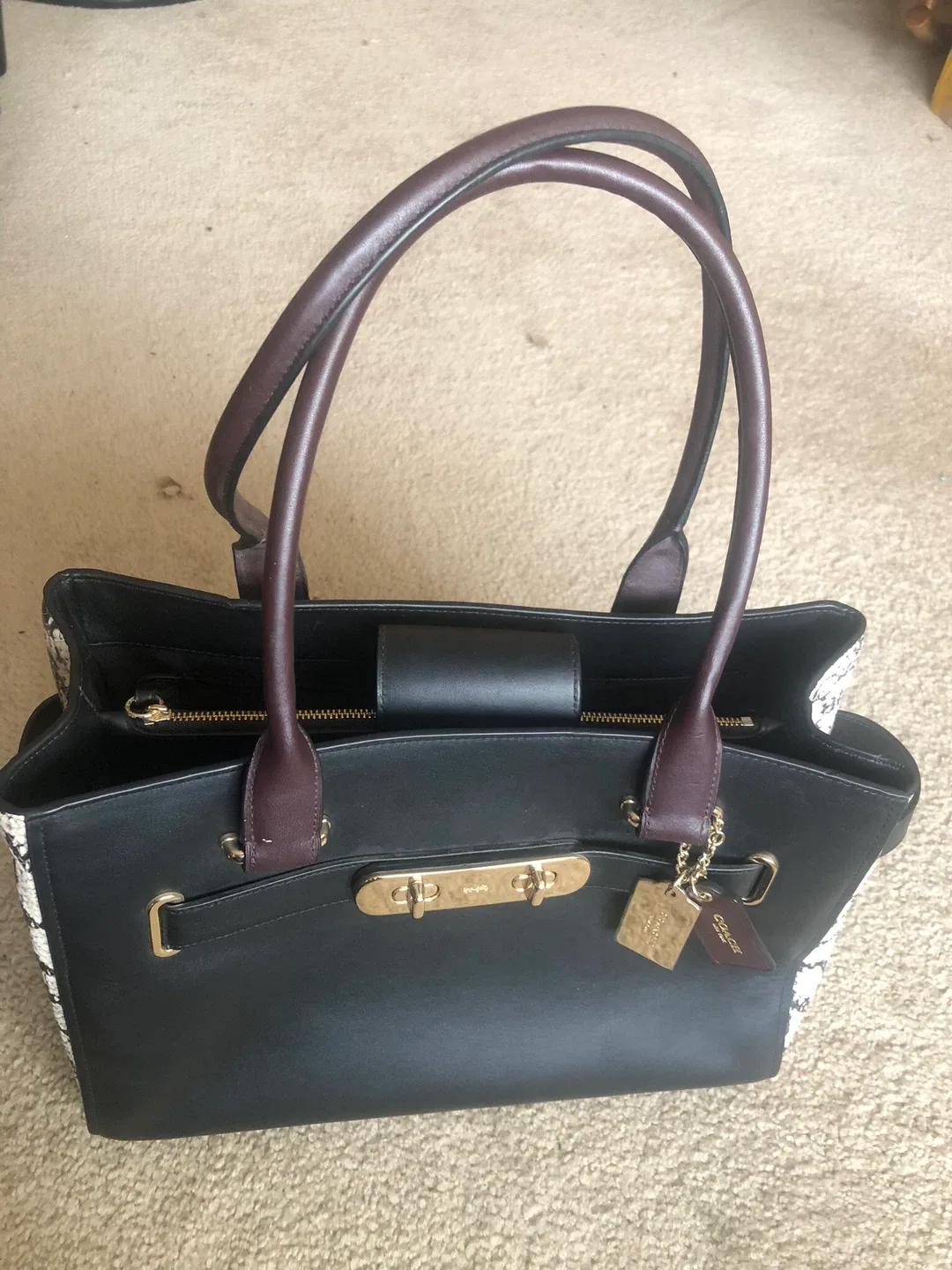 Coach Black & Snakeskin Tote Bag