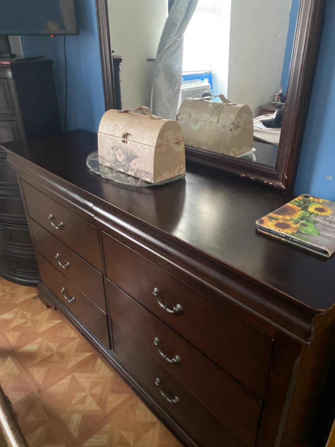 Dark Wood Dresser with Mirror