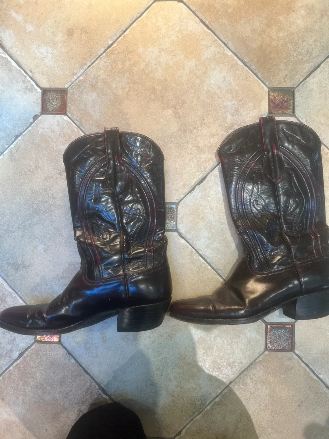 Black Leather Cowboy Boots