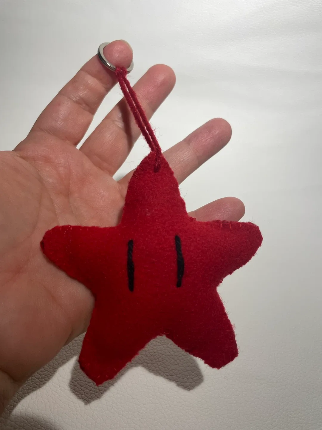 Red Super Mario Star Plush Keychain