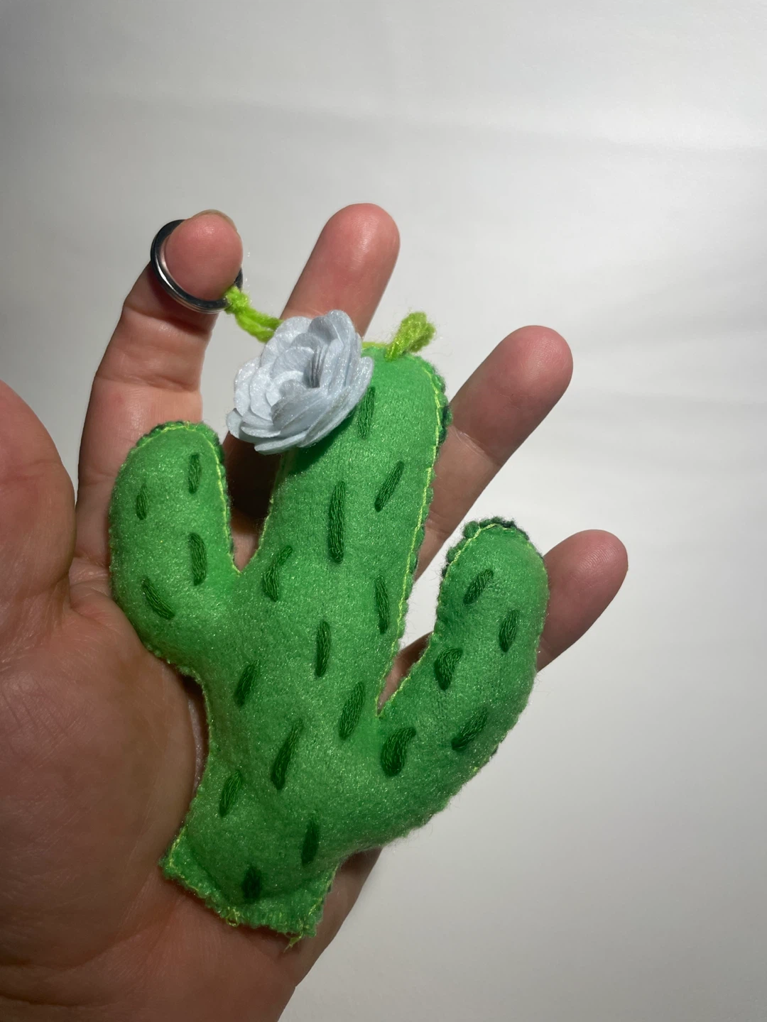 Cactus Keychain with Flower Accent