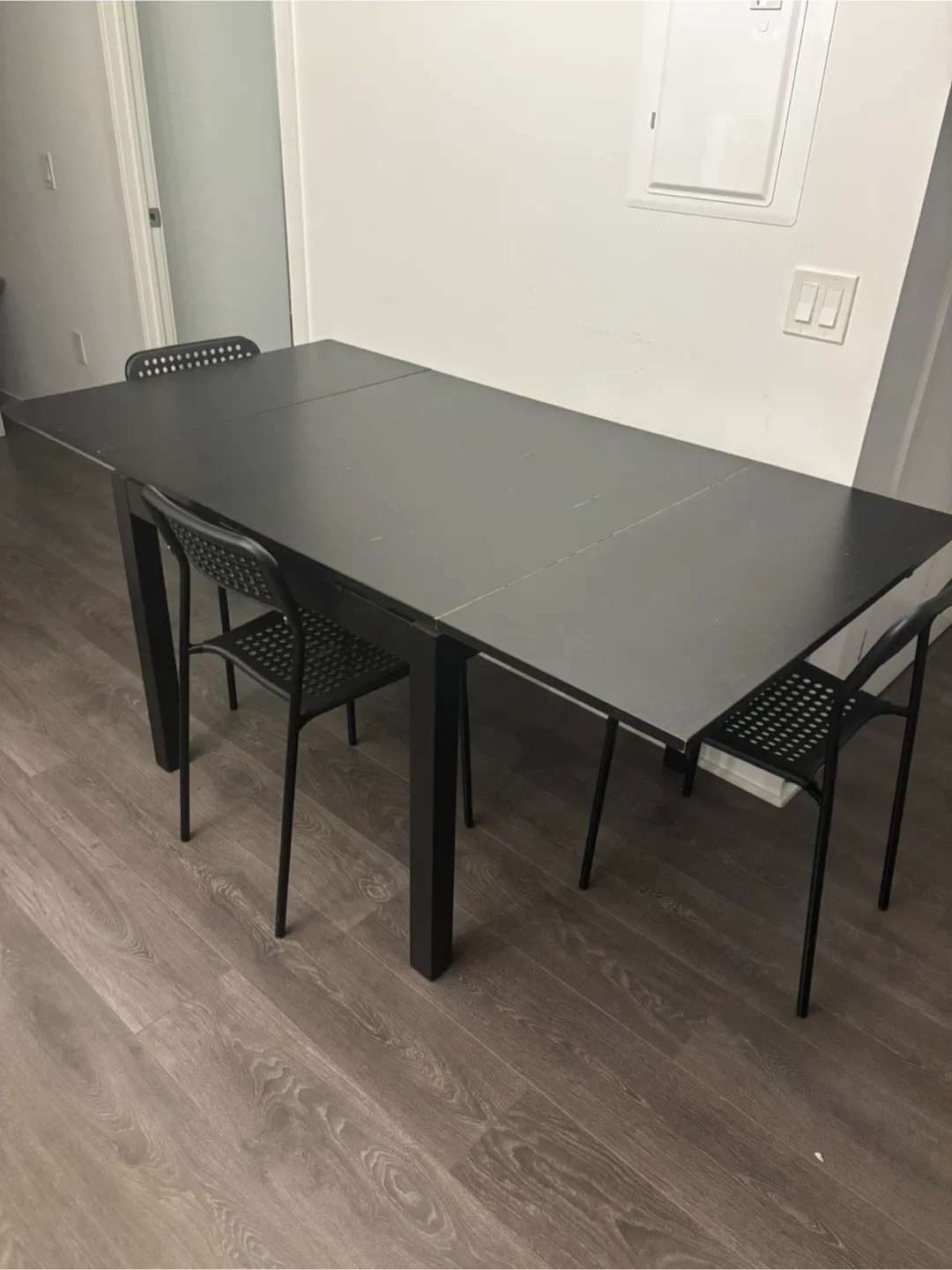 IKEA Extendable Dining Table & 4 Chairs - Black