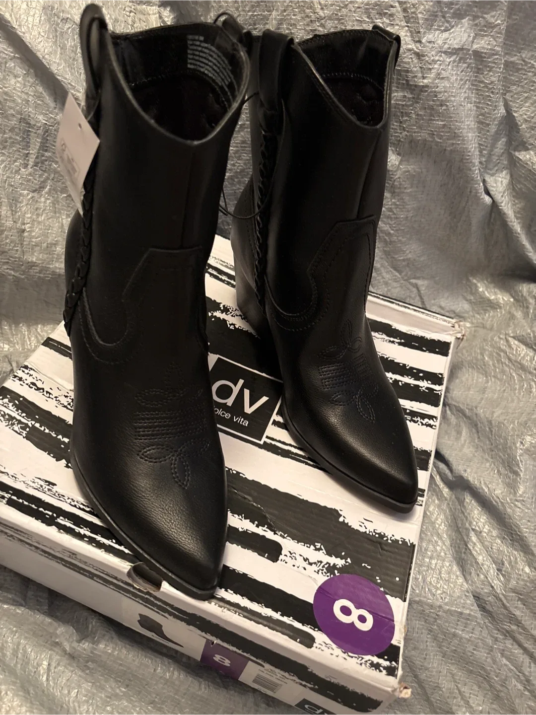 Dolce Vita Black Cowboy Boots - Size 8