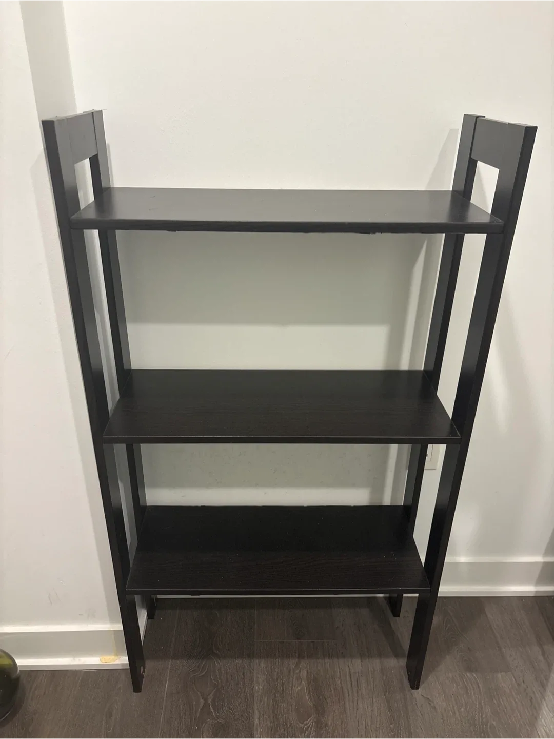 Dark Brown 3-Shelf Ladder Bookshelf
