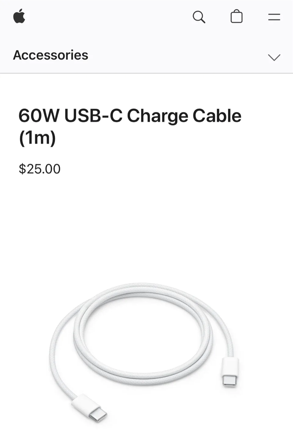 Apple 60W USB-C Charge Cable (1m) #Cleanout image indicator(2)