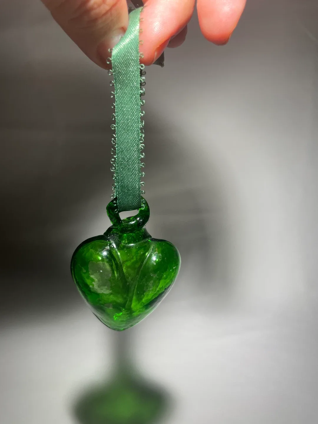 Green Glass Heart Ornament