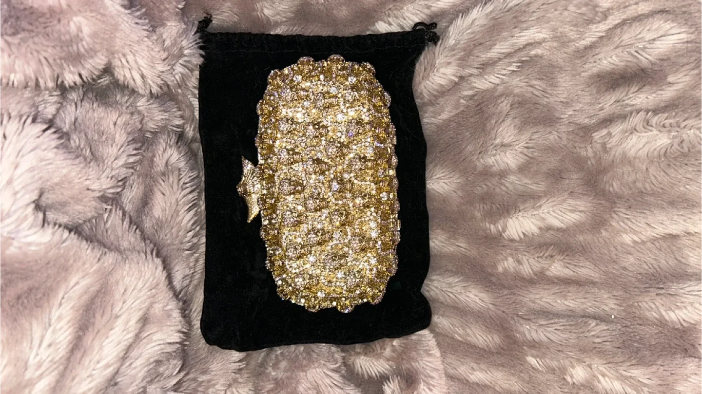 LuxMob Gold Rhinestone Clutch