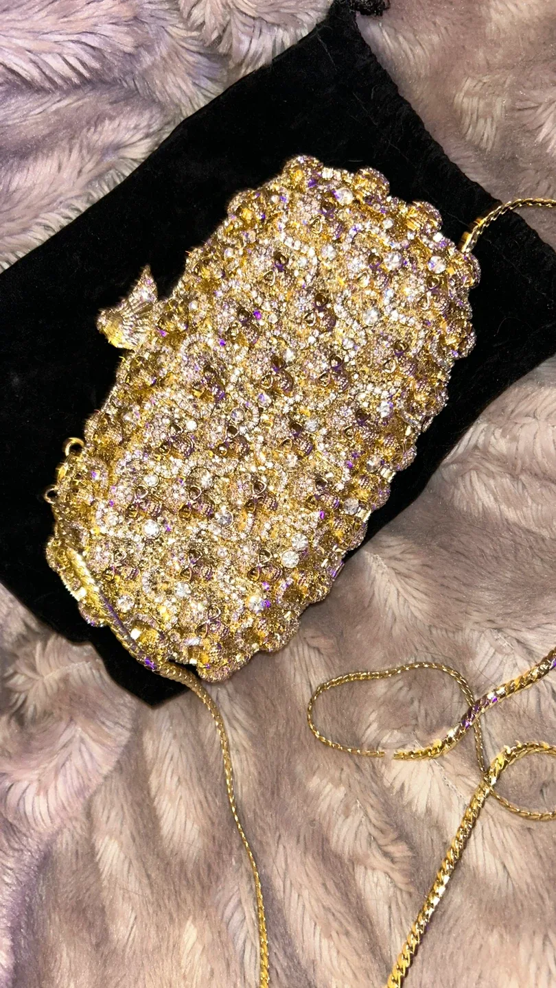 LuxMob Gold Rhinestone Clutch image indicator(3)