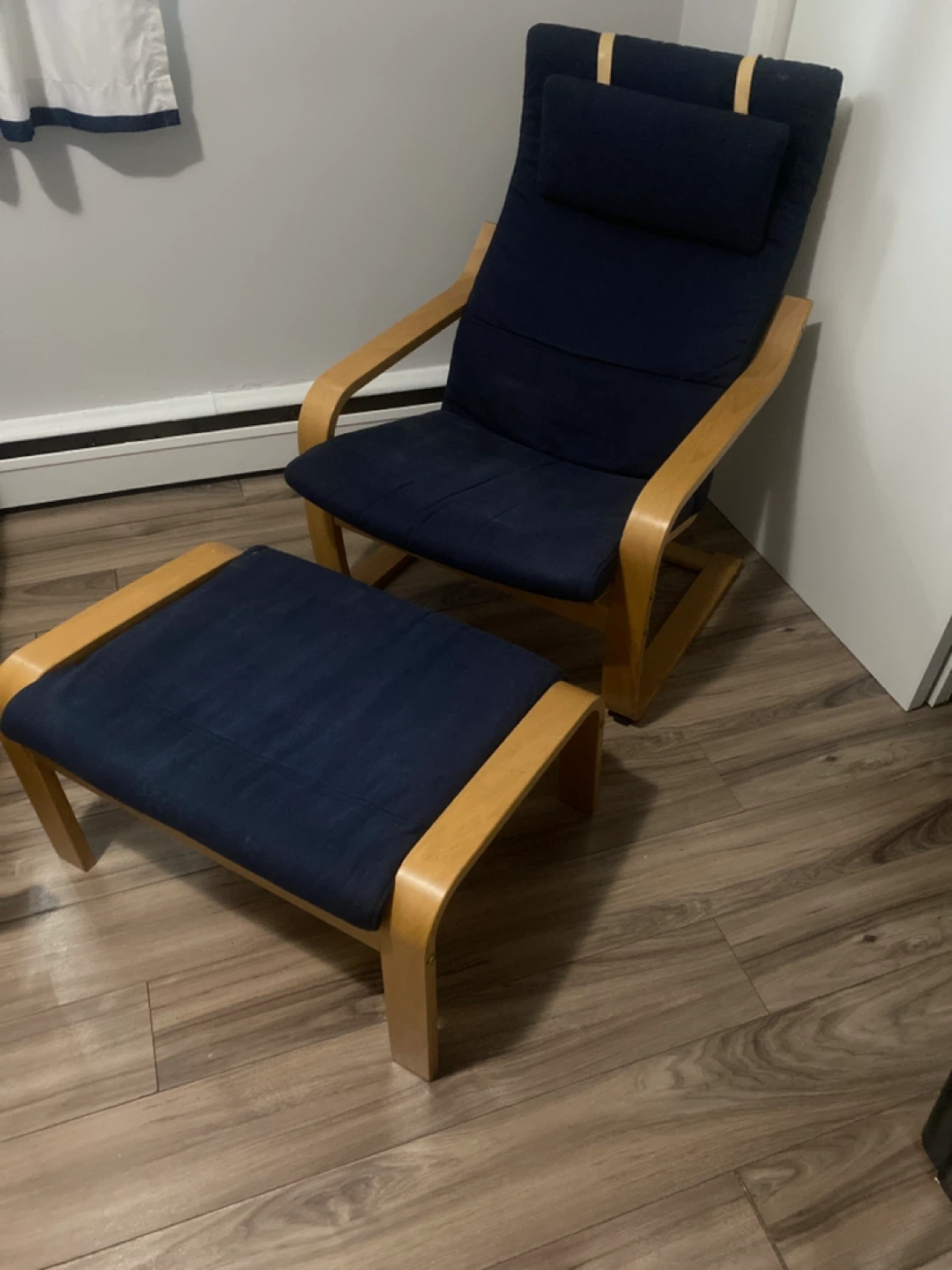 IKEA Poang Chair and Ottoman - Navy Blue - photo 2