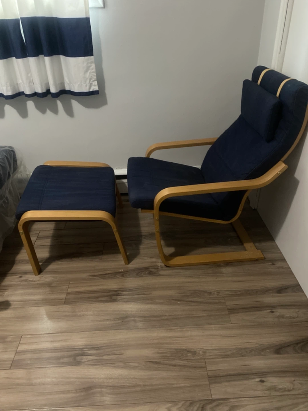 IKEA Poang Chair and Ottoman - Navy Blue - photo 3
