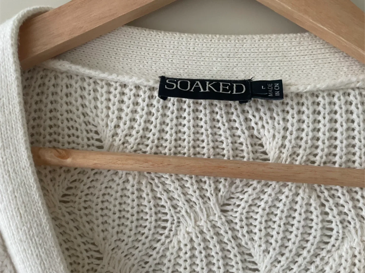 Soaked Cream Cable Knit Cardigan - Size L #Cleanout image indicator(3)