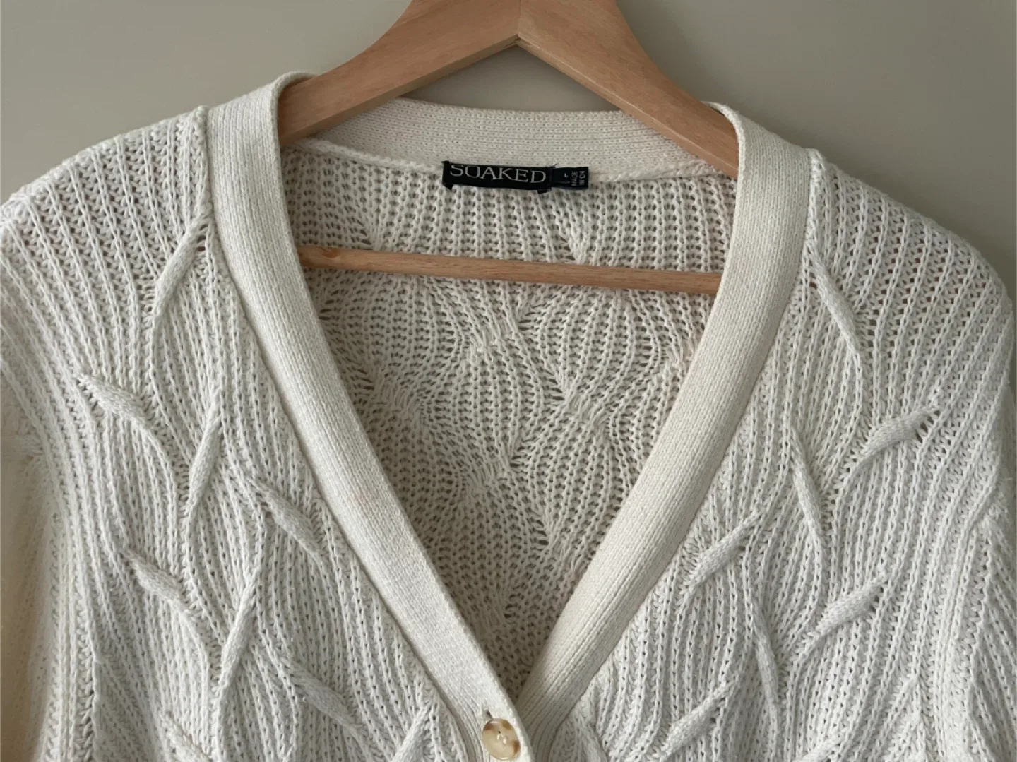 Soaked Cream Cable Knit Cardigan - Size L #Cleanout image indicator(6)