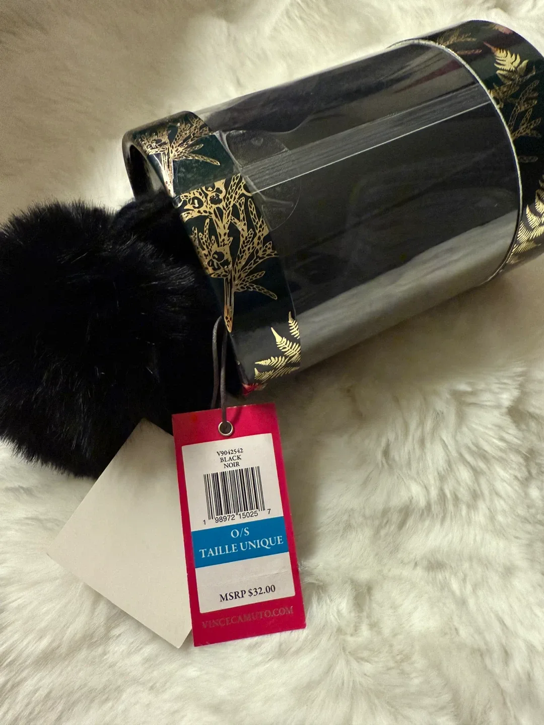 #cleanout Vince Camuto Black Faux Fur Pom Beanie - New image indicator(4)