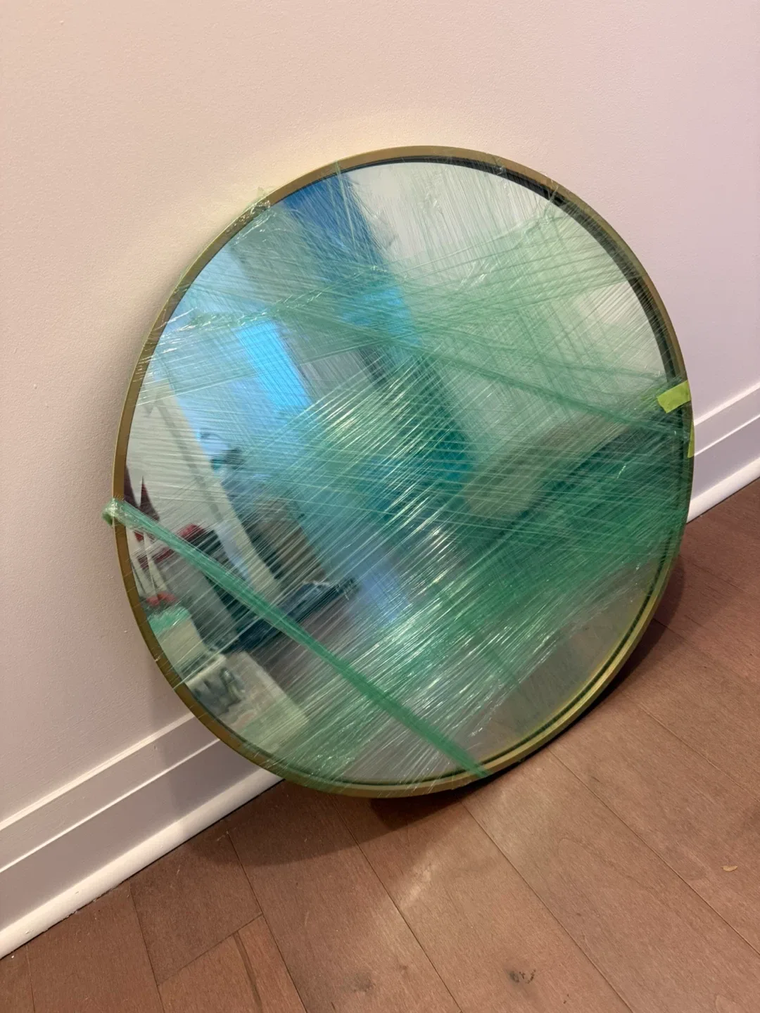 Round Gold Framed Mirror