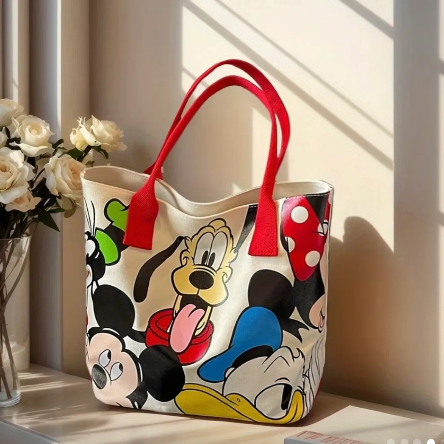 Brand New Disney Mickey & Friends Tote Bag (Red Handles)