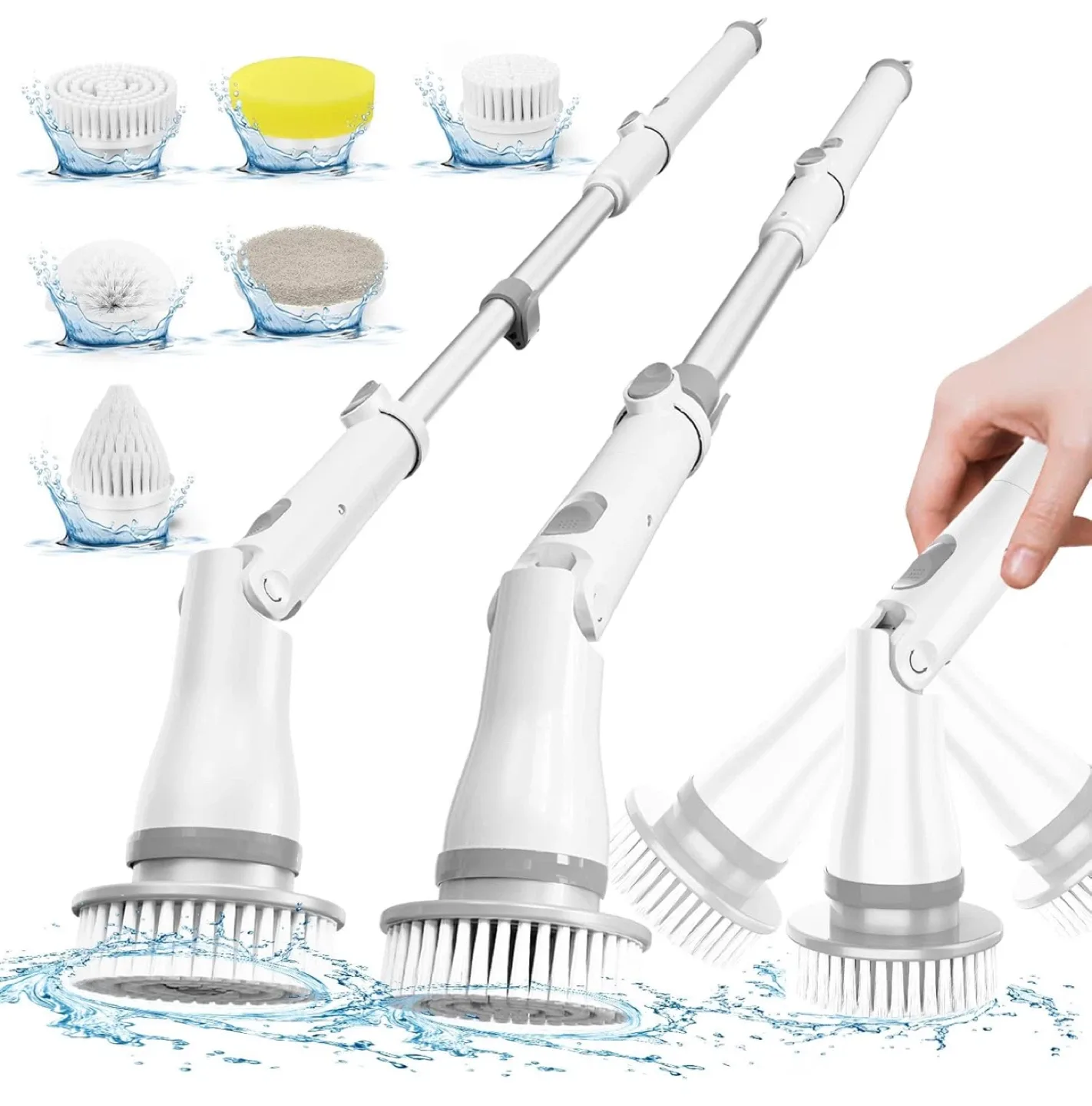 Cordless Electric Spin Scrubber with Extension Handle