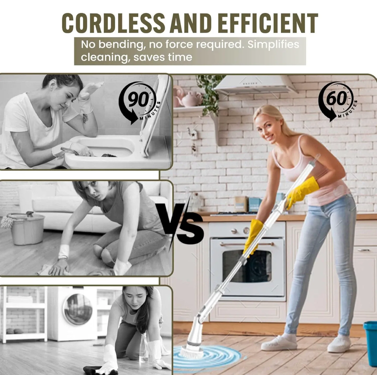 Cordless Electric Spin Scrubber with Extension Handle image indicator(3)